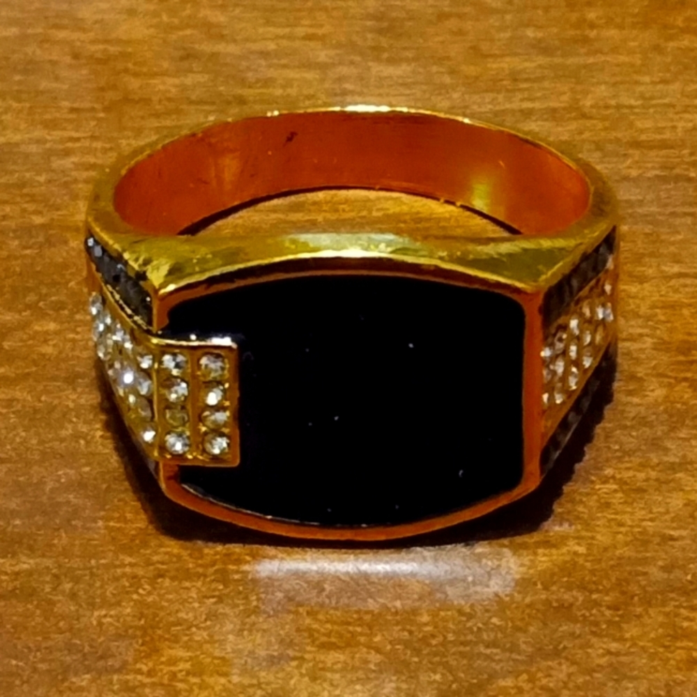 14KTGP CZ Onyx Men's Ring